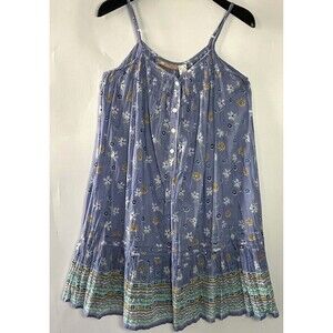 La Cera Cotton Sun Dress Tiered‎ Smocked Floral Sz M Cottage Country Prairie